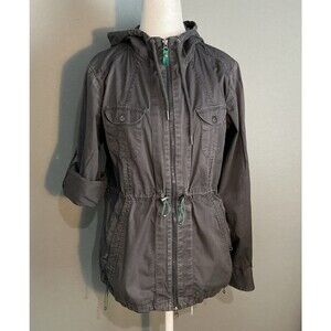 Athleta Anytime Anorak Hooded Jacket Gray Roll-Tab Sleeves Women’s Medium